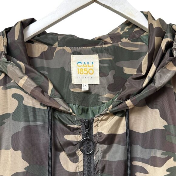 CALI 1850 Camo Bomber Jacket Plus Size 3X Green Womens Windbreaker Hoodie - Picture 3 of 9